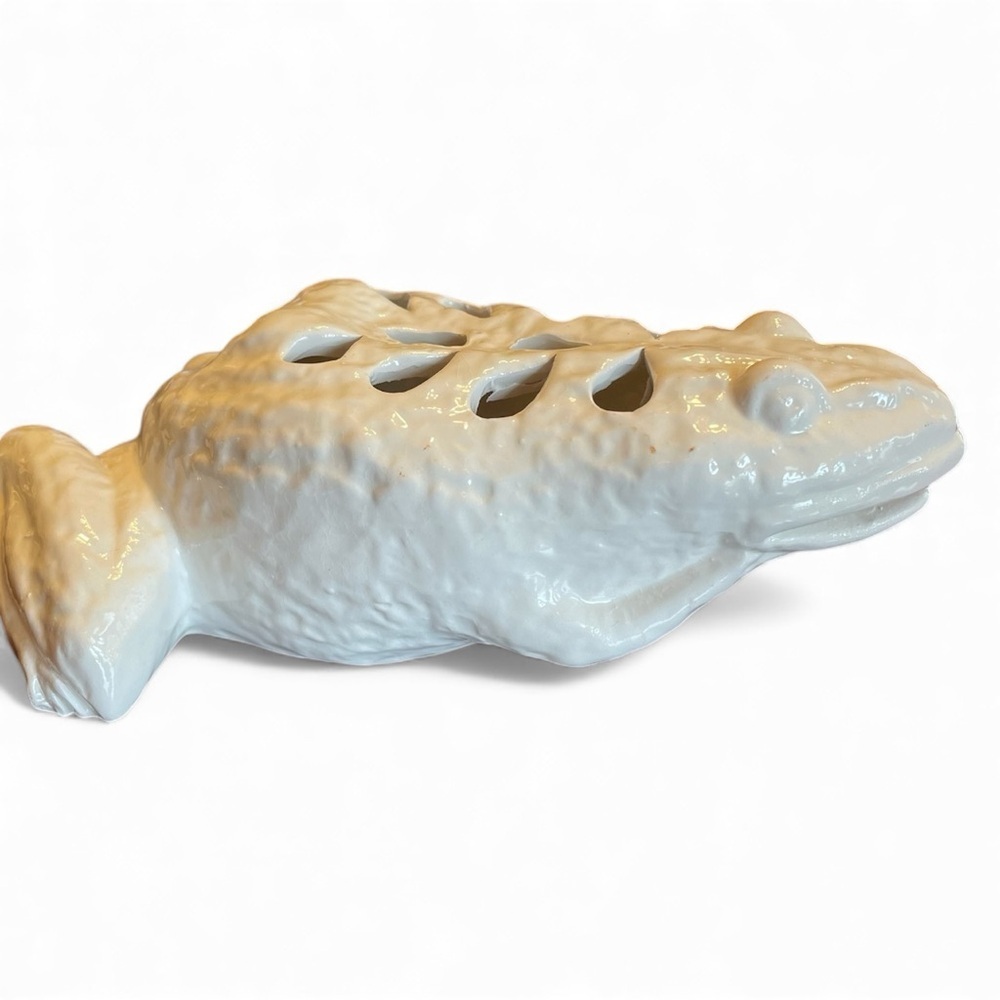 Vintage ceramic floral frog, frog, made in Italy, mid century